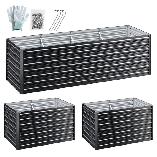 Garden Bed 240X80X77CM Galvanised Raised Steel Instant Planter 2N1