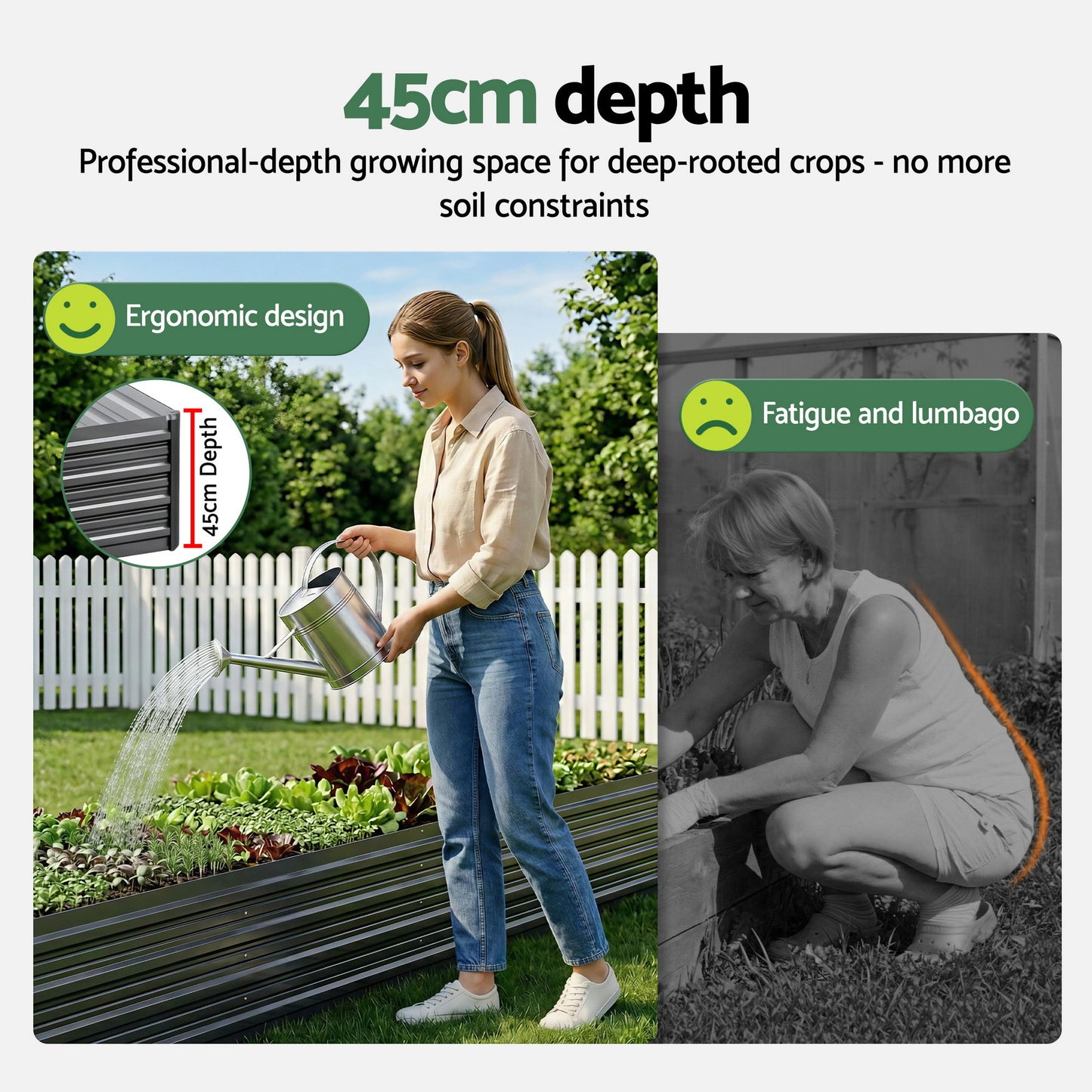 Garden Bed 240X80X45cm Planter Box Raised Container - Galvanised Herb