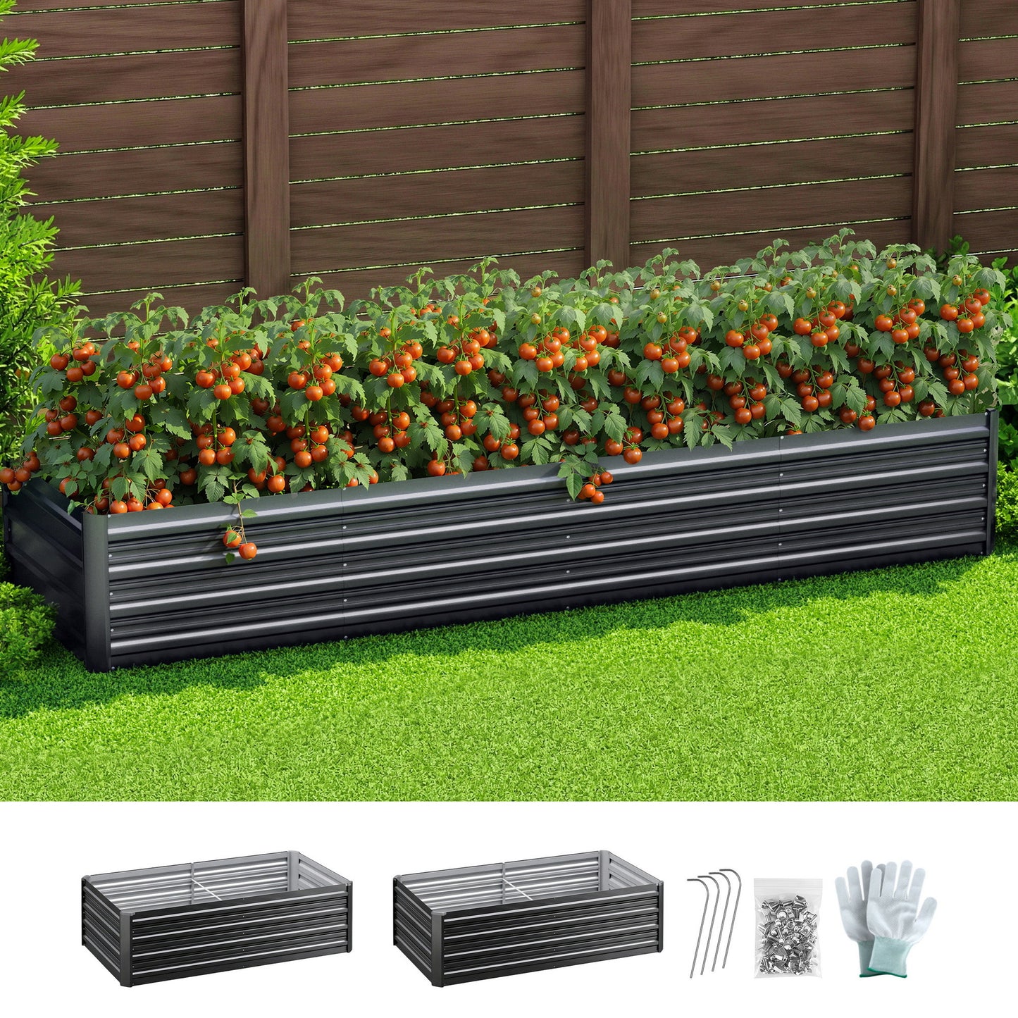 Garden Bed 240X80X45cm Planter Box Raised Container - Galvanised Herb