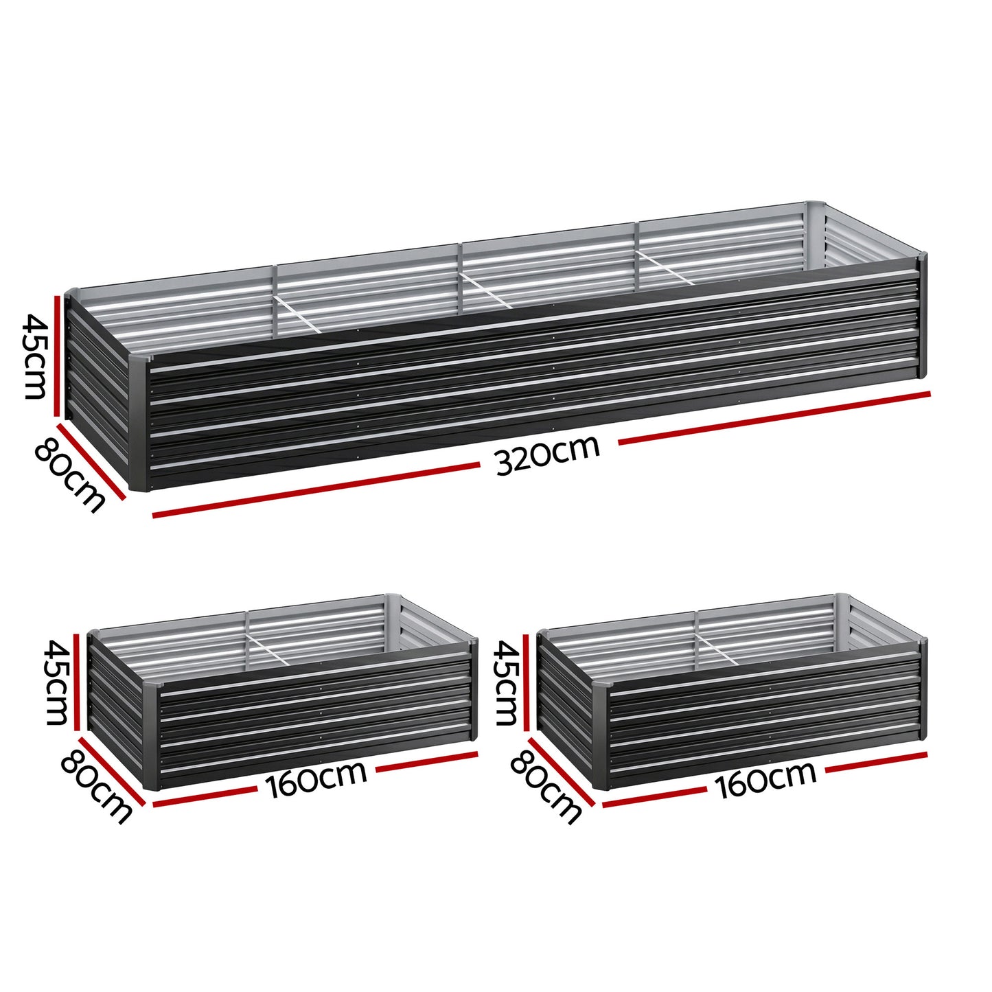 Garden Bed 320X80X45cm Planter Box Raised Container - Galvanised Herb
