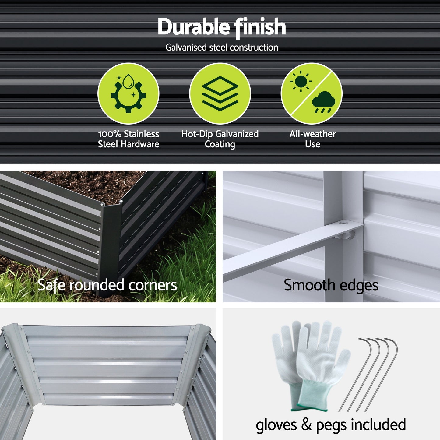 Garden Bed 320X80X45cm Planter Box Raised Container - Galvanised Herb