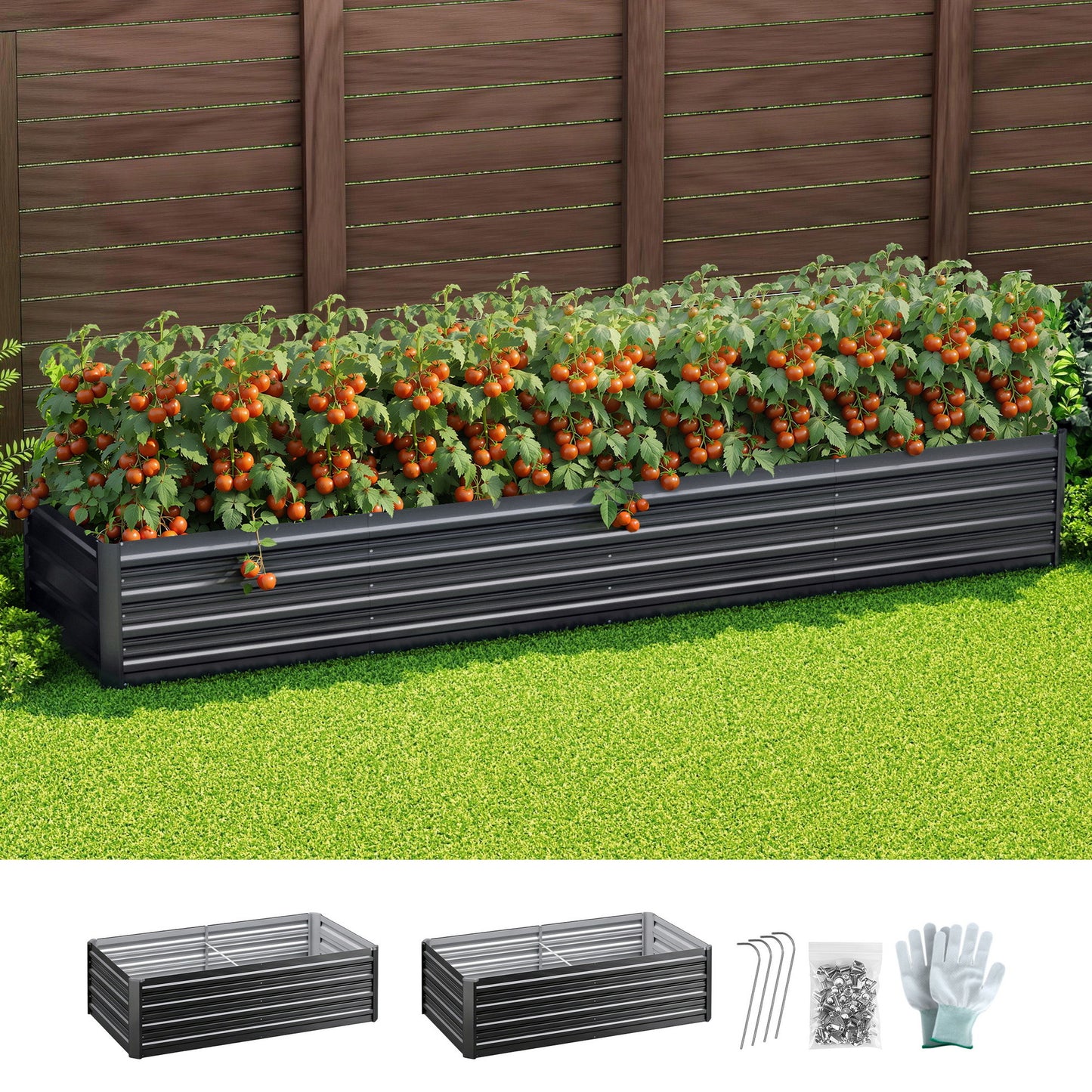 Garden Bed 320X80X45cm Planter Box Raised Container - Galvanised Herb