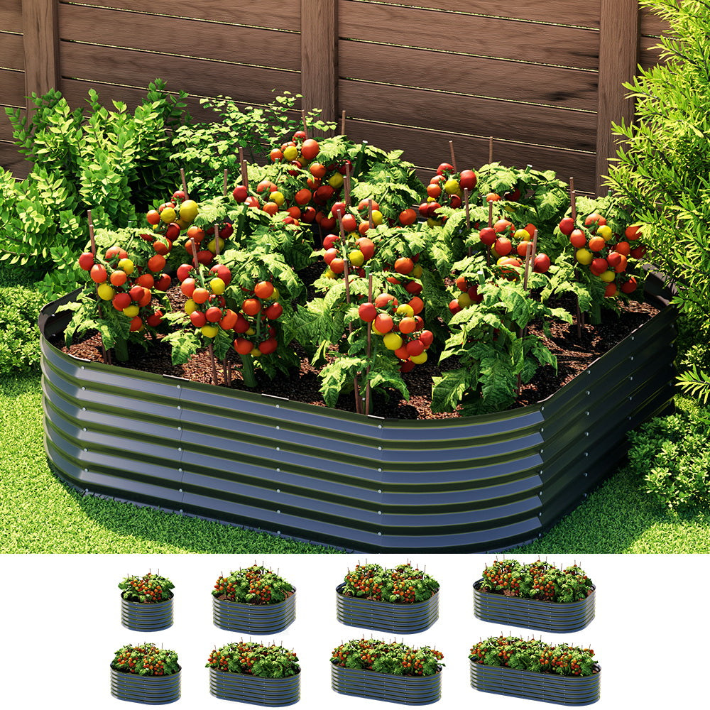 Garden Bed 9-in-1 Modular Planter Box Raised Container - Galvanised