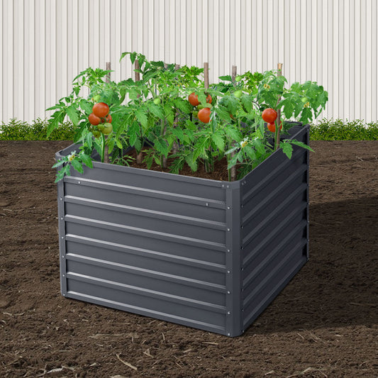 Raised Garden Bed (2pc), 100×100×77cm, Galvanised Steel Planter