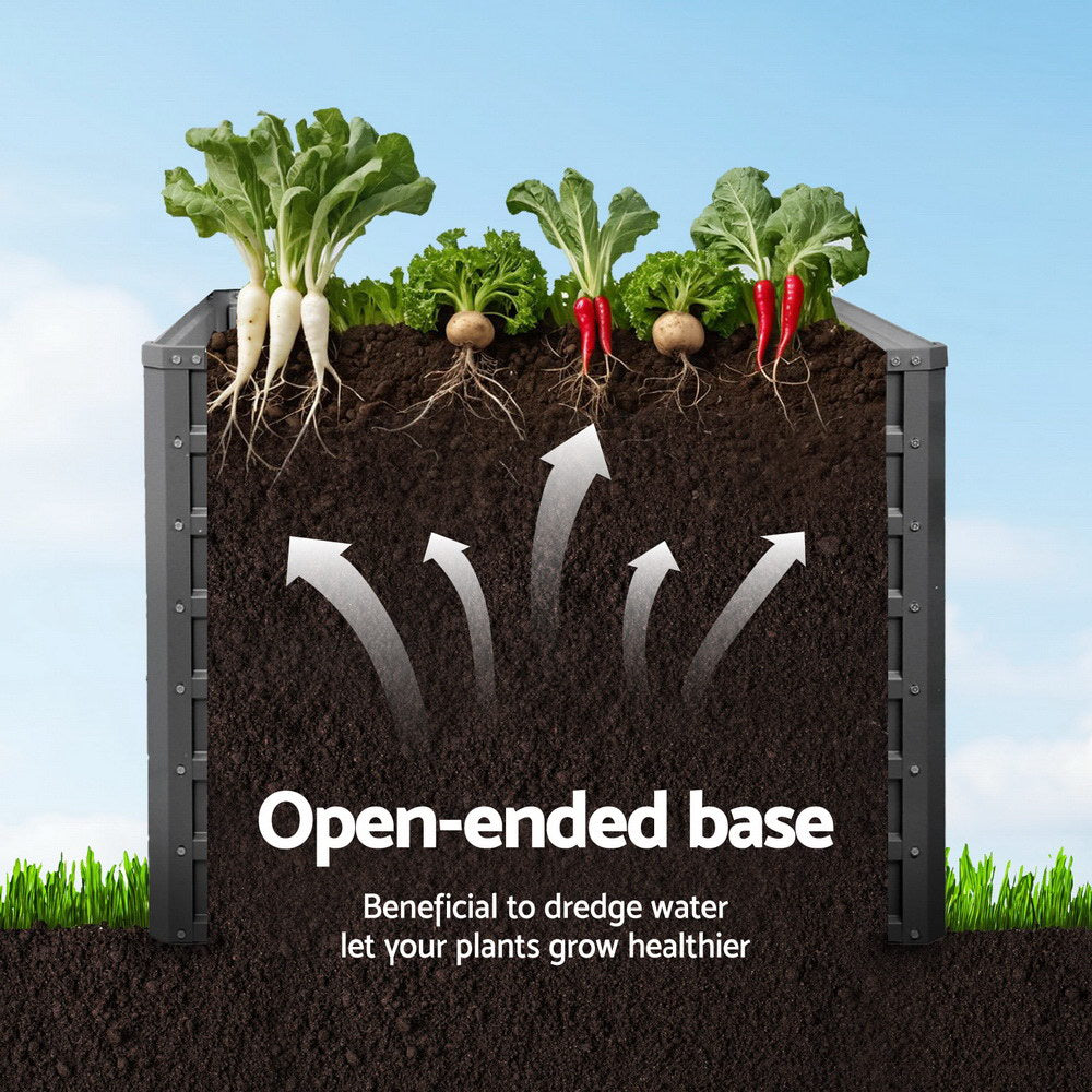 Raised Garden Bed (2pc), 100×100×77cm, Galvanised Steel Planter