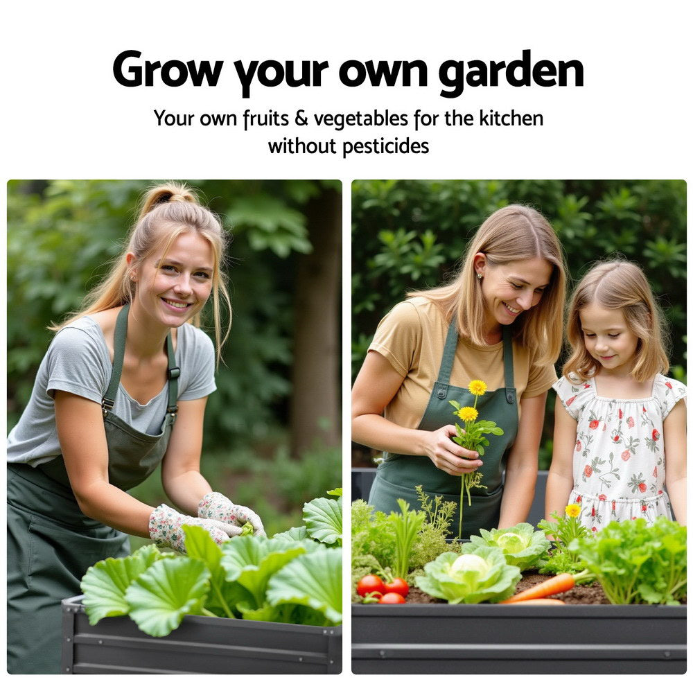 Raised Garden Bed (2pc), 100×100×77cm, Galvanised Steel Planter