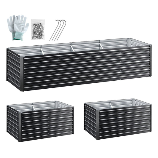Raised Garden Bed, 320×80×77cm, Galvanised Steel 2‑in‑1 Planter