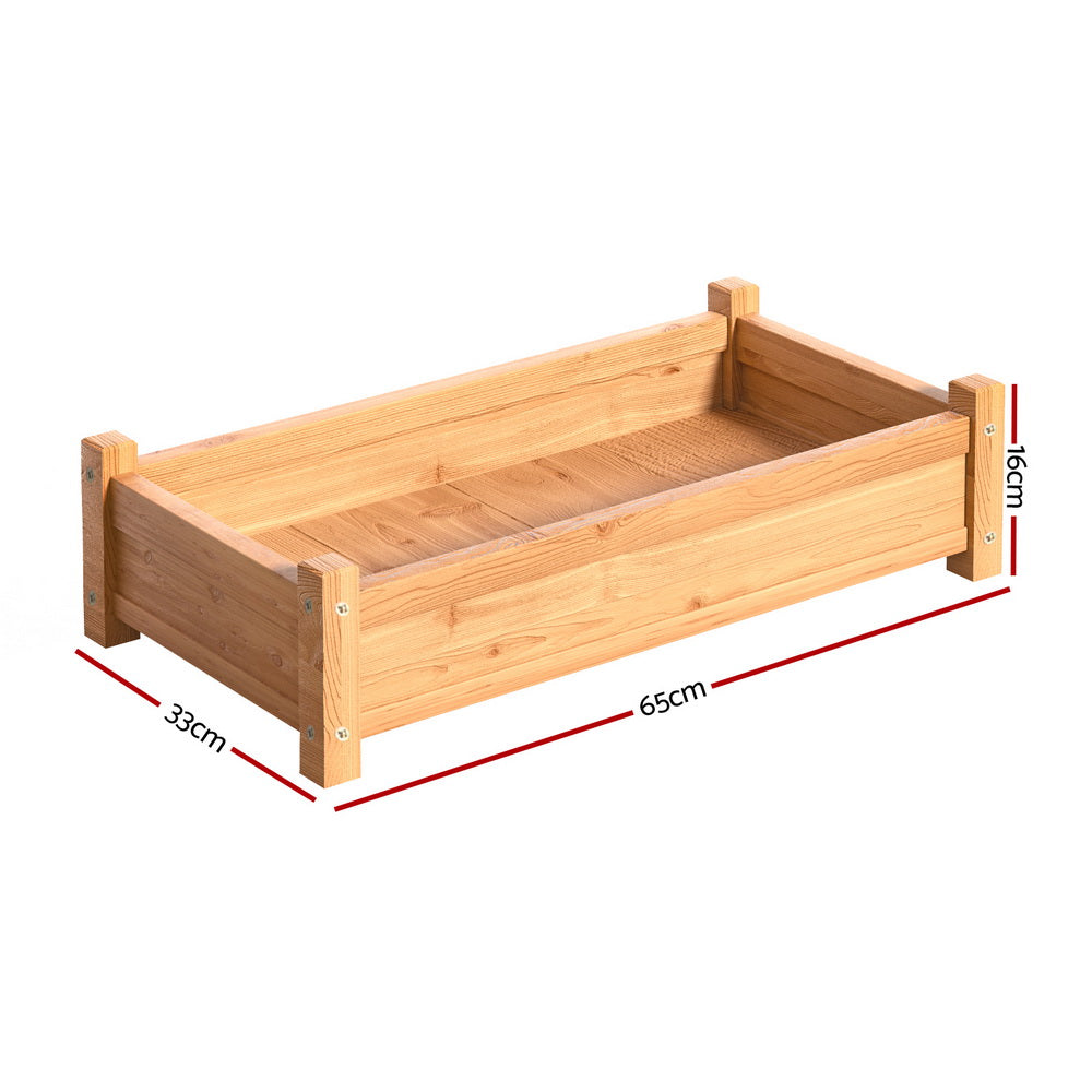 Green Fingers Garden Bed 65x33x16cm Wooden Planter Box Raised Container Growing