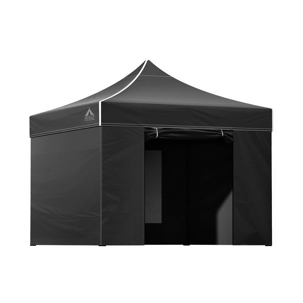 Pop-Up Gazebo Marquee 3x3m, Folding Wedding Tent Shade, Black