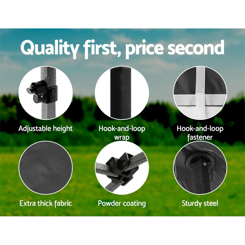 Pop-Up Gazebo Marquee 3x3m, Folding Wedding Tent Shade, Black