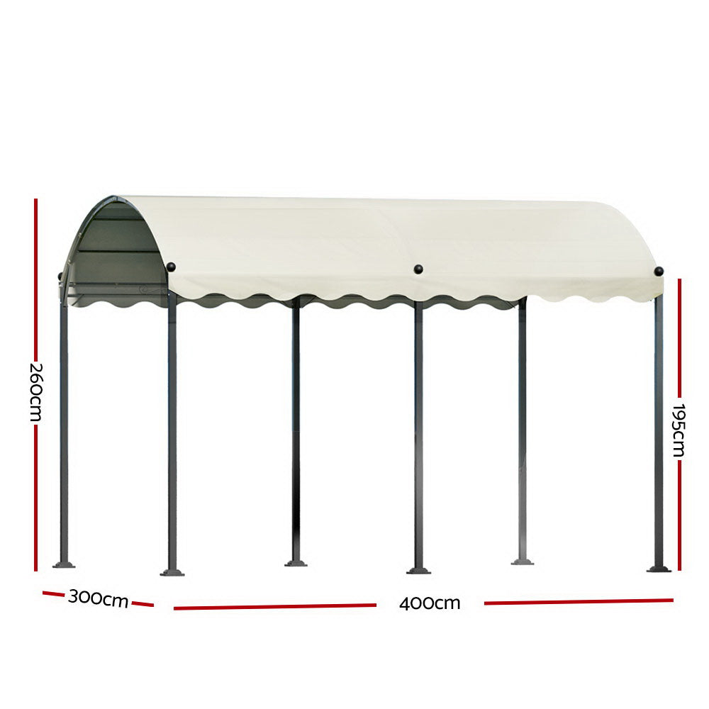 Gazebo Marquee 4x3M Outdoor Wedding Tent Event Camping Party Shade Iron Art Canopy - Beige