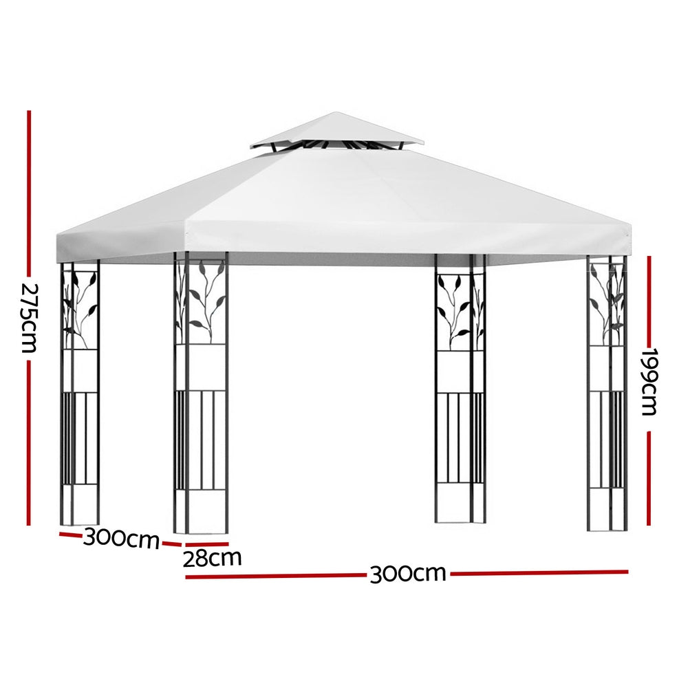 Gazebo 3x3m Marquee Outdoor Wedding Party Event Tent Home Iron Art Shade White