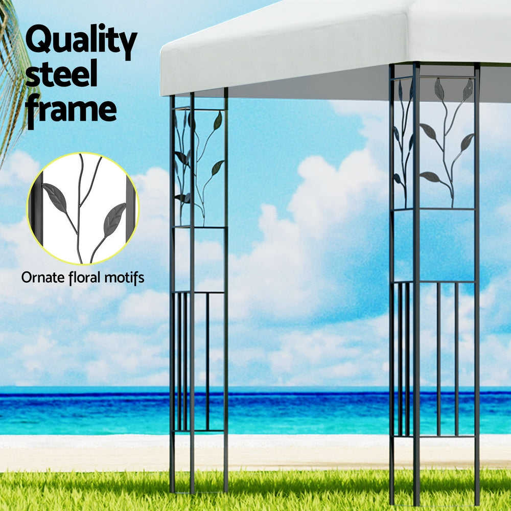 Gazebo 3x3m Marquee Outdoor Wedding Party Event Tent Home Iron Art Shade White