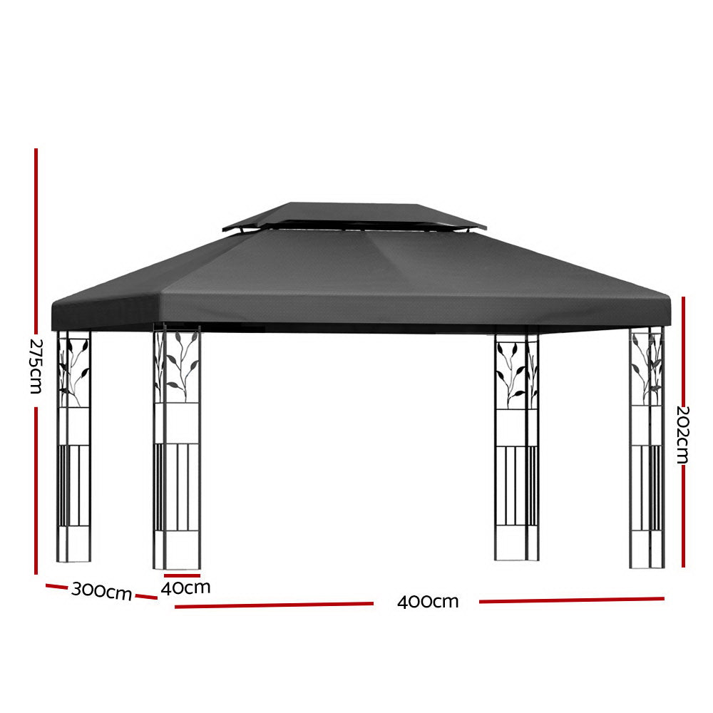 Gazebo 4x3M Marquee Outdoor Wedding Party Event Tent Home Iron Art Shade - Grey