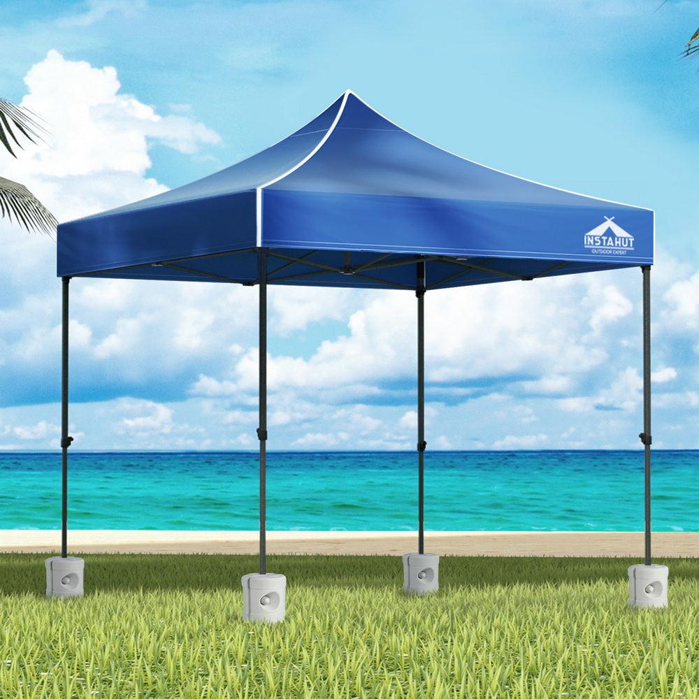 Gazebo Pop Up 3x3M with Base Podx4 Marquee Folding Outdoor Wedding Camping Tent Shade Canopy - Blue