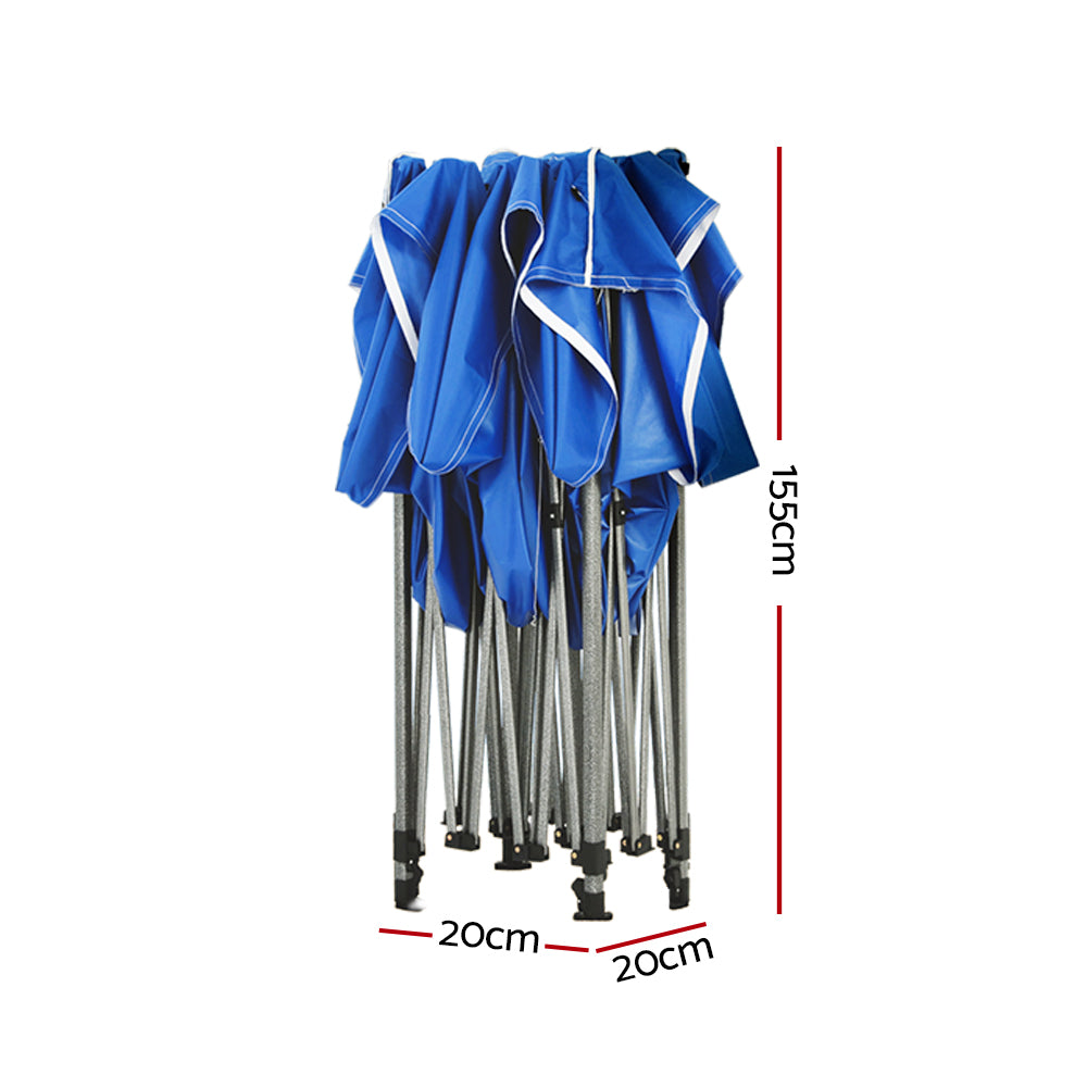 Gazebo Pop Up 3x3M with Base Podx4 Marquee Folding Outdoor Wedding Camping Tent Shade Canopy - Blue