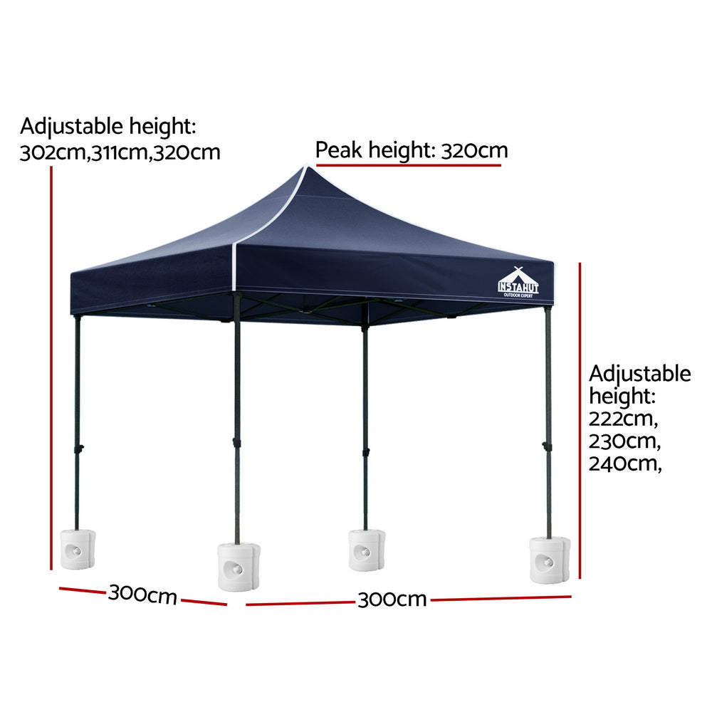Gazebo Pop-Up Marquee 3x3 Outdoor Wedding Base Pod Kit - Navy