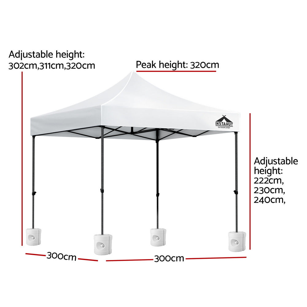 Gazebo Pop-Up Marquee 3x3 Outdoor Wedding Base Pod Kit - White
