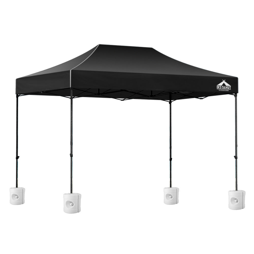 Gazebo Pop Up Marquee 3x4.5M Folding 500D Wedding Tent with Base Pod - Black