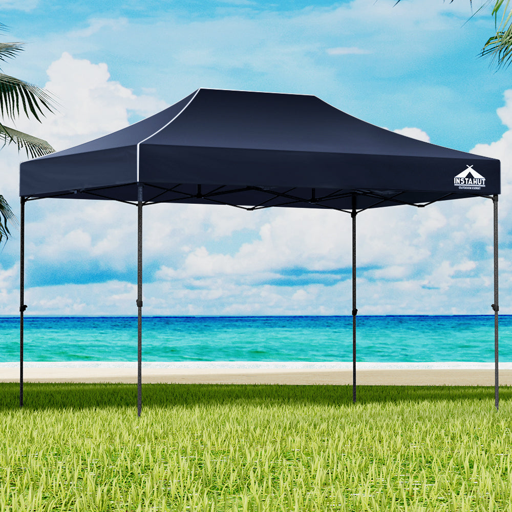 Gazebo Pop-Up 3M x 4.5M with Base Podx4 Marquee Folding Outdoor Wedding Camping Tent Shade Canopy - Navy