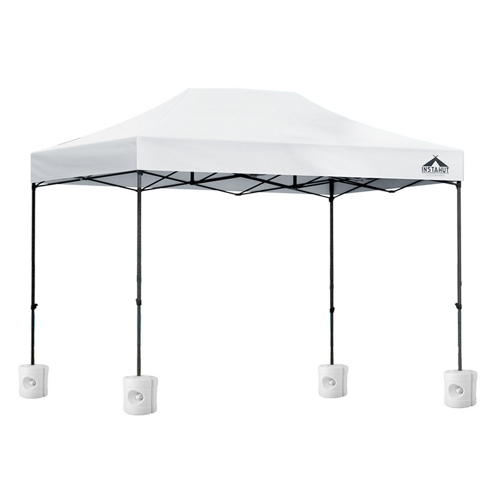 Gazebo Pop Up 3x4.5M w/Base Podx4 Marquee Folding Outdoor Wedding Camping Tent Shade Canopy - White