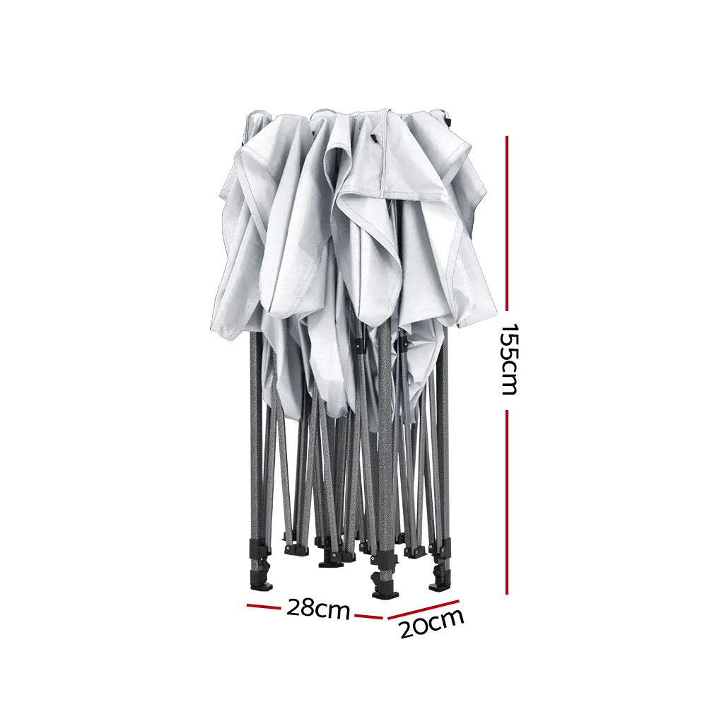 Gazebo Pop Up 3x4.5M w/Base Podx4 Marquee Folding Outdoor Wedding Camping Tent Shade Canopy - White