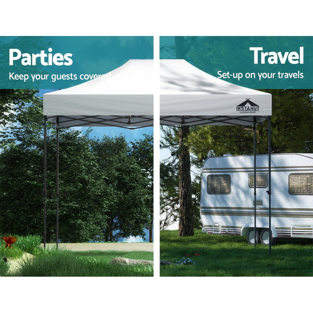 Gazebo Pop Up 3x4.5M w/Base Podx4 Marquee Folding Outdoor Wedding Camping Tent Shade Canopy - White