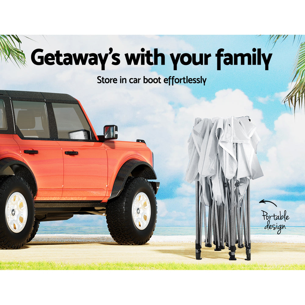 Gazebo Pop Up 3x4.5M w/Base Podx4 Marquee Folding Outdoor Wedding Camping Tent Shade Canopy - White