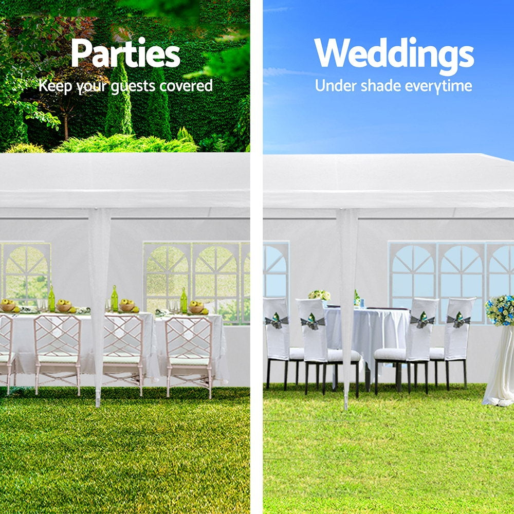 Gazebo 3x9m Marquee Wedding Party Tent Outdoor Camping Side Wall Canopy 8 Panel White