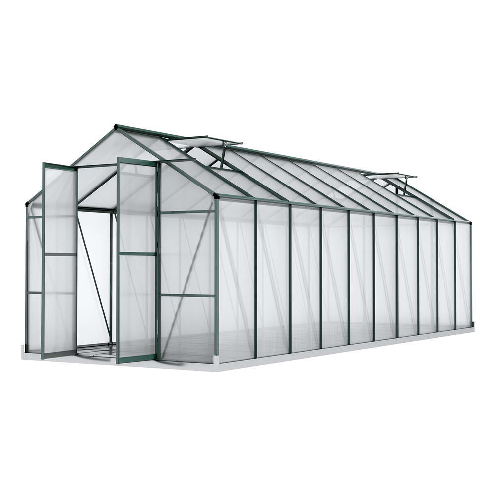Greenhouse Aluminium 6.3x2.44x2.1M Polycarbonate Garden Shed Green House
