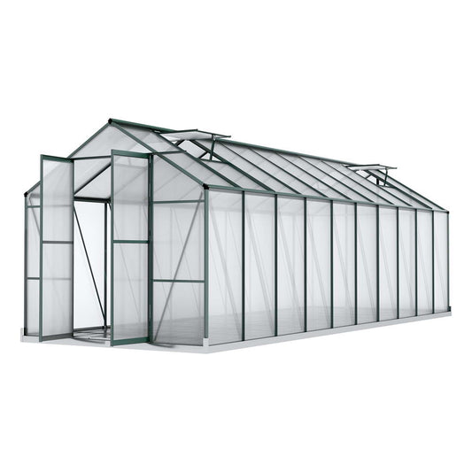 Greenhouse Aluminium 6.3x2.44x2.1M Polycarbonate Garden Shed Green House