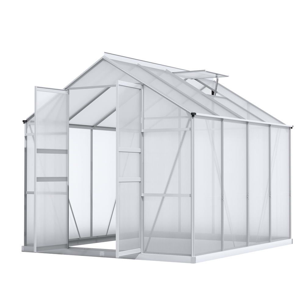 Aluminium Greenhouse Polycarbonate Garden Shed 2.4x2.5M Green House