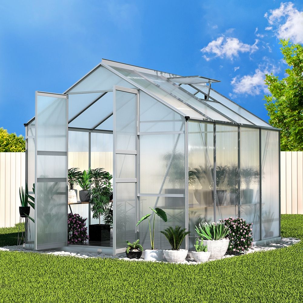 Aluminium Greenhouse Polycarbonate Garden Shed 2.4x2.5M Green House