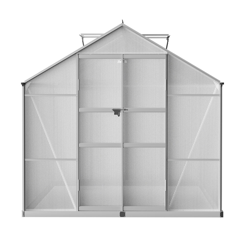 Aluminium Greenhouse Polycarbonate Garden Shed - 3.7x2.5M