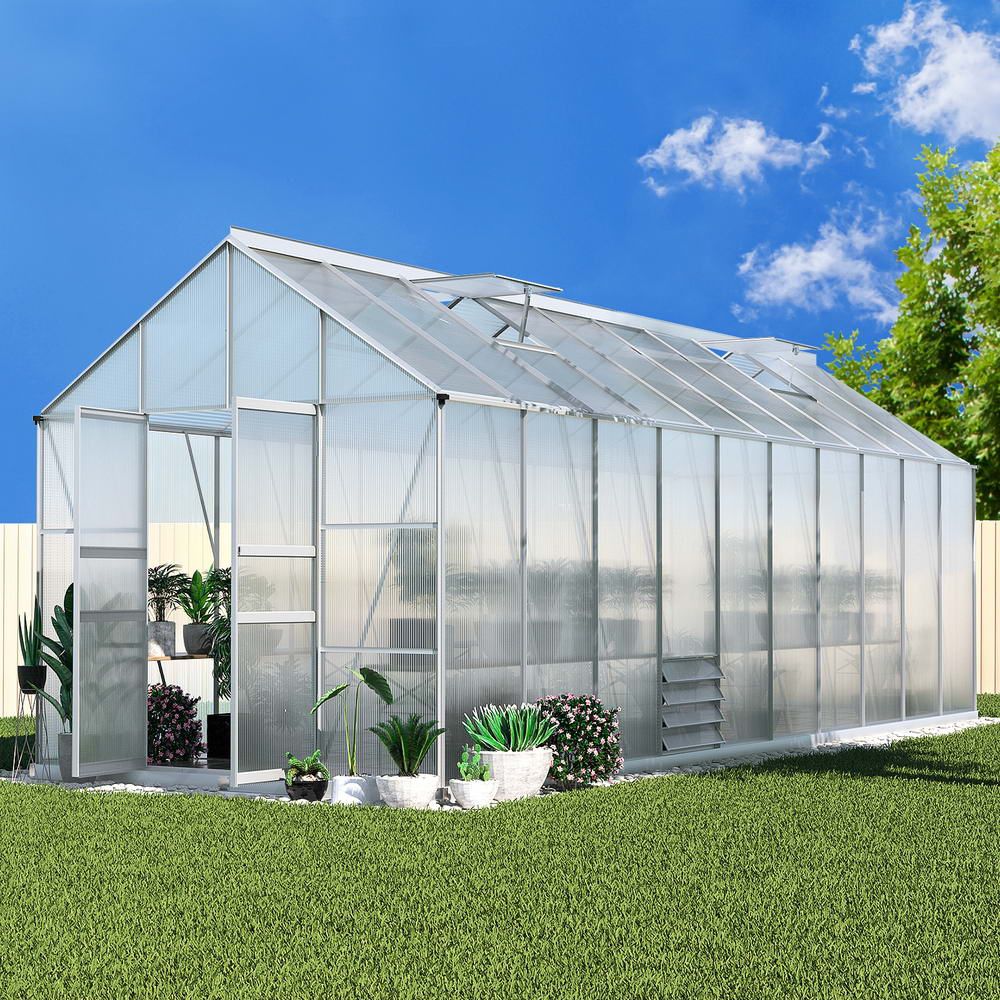 Greenhouse Aluminium Large Garden Shed 6X2.4M