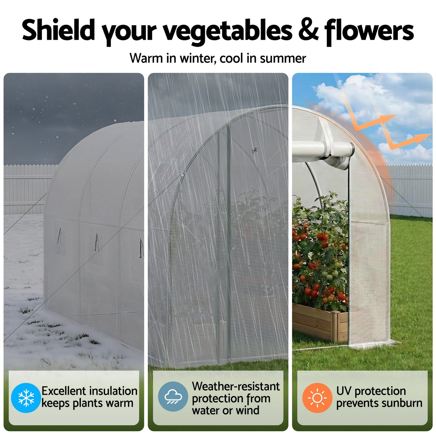 Green Fingers Greenhouse 3x2x2M Walk in Green House White