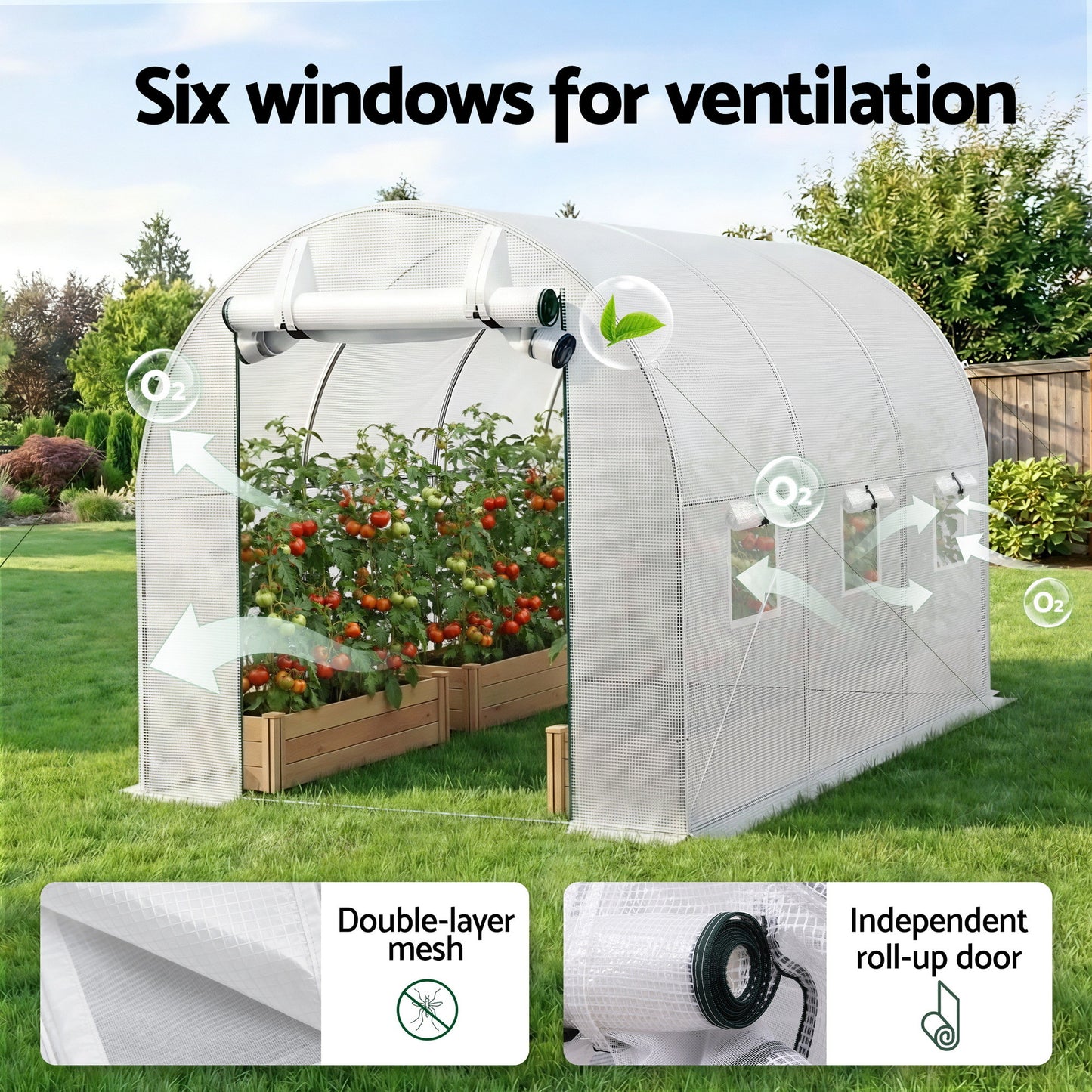 Green Fingers Greenhouse 3x2x2M Walk in Green House White