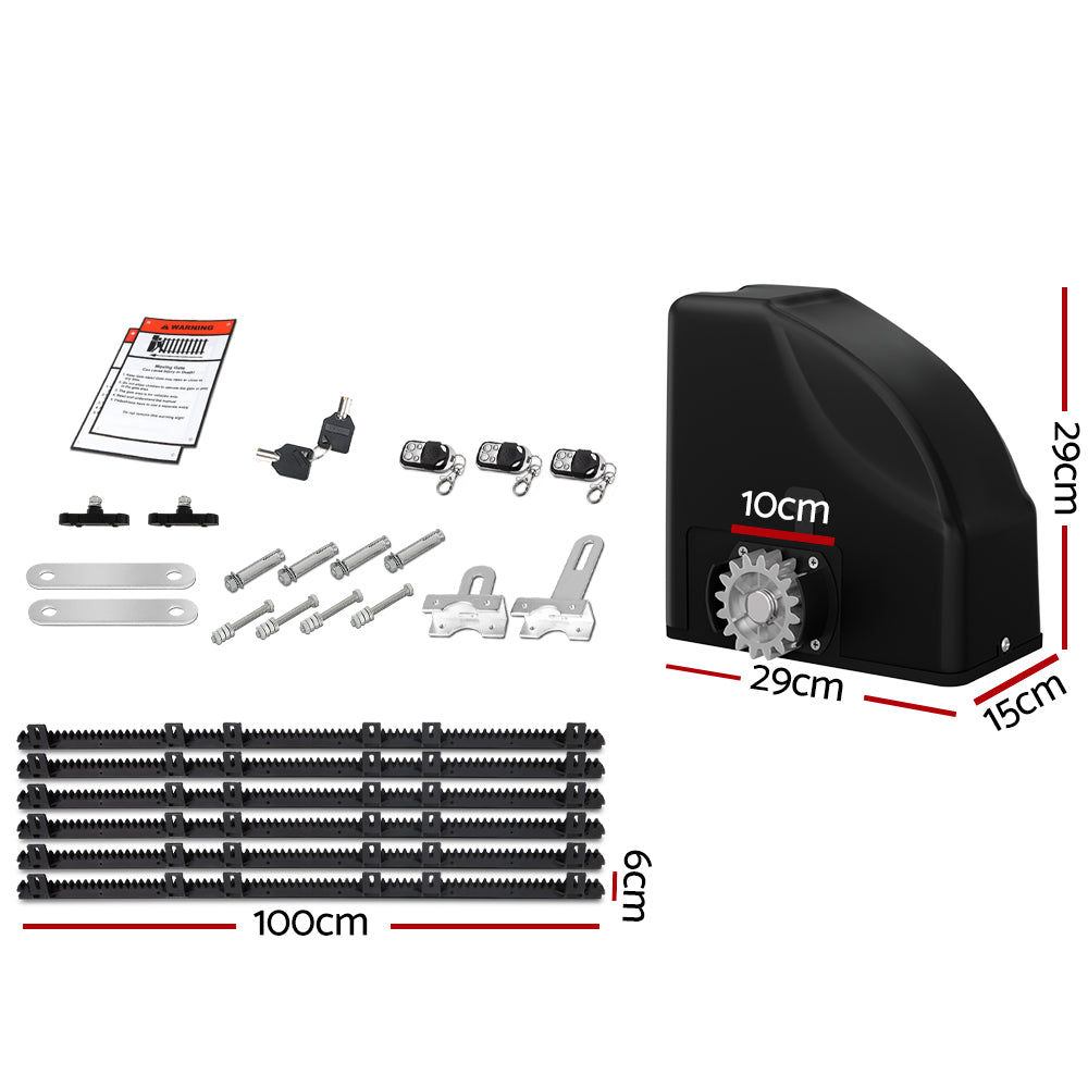 Lockmaster Automatic Sliding Gate Opener Kit 20W Solar Panel 6M 600KG