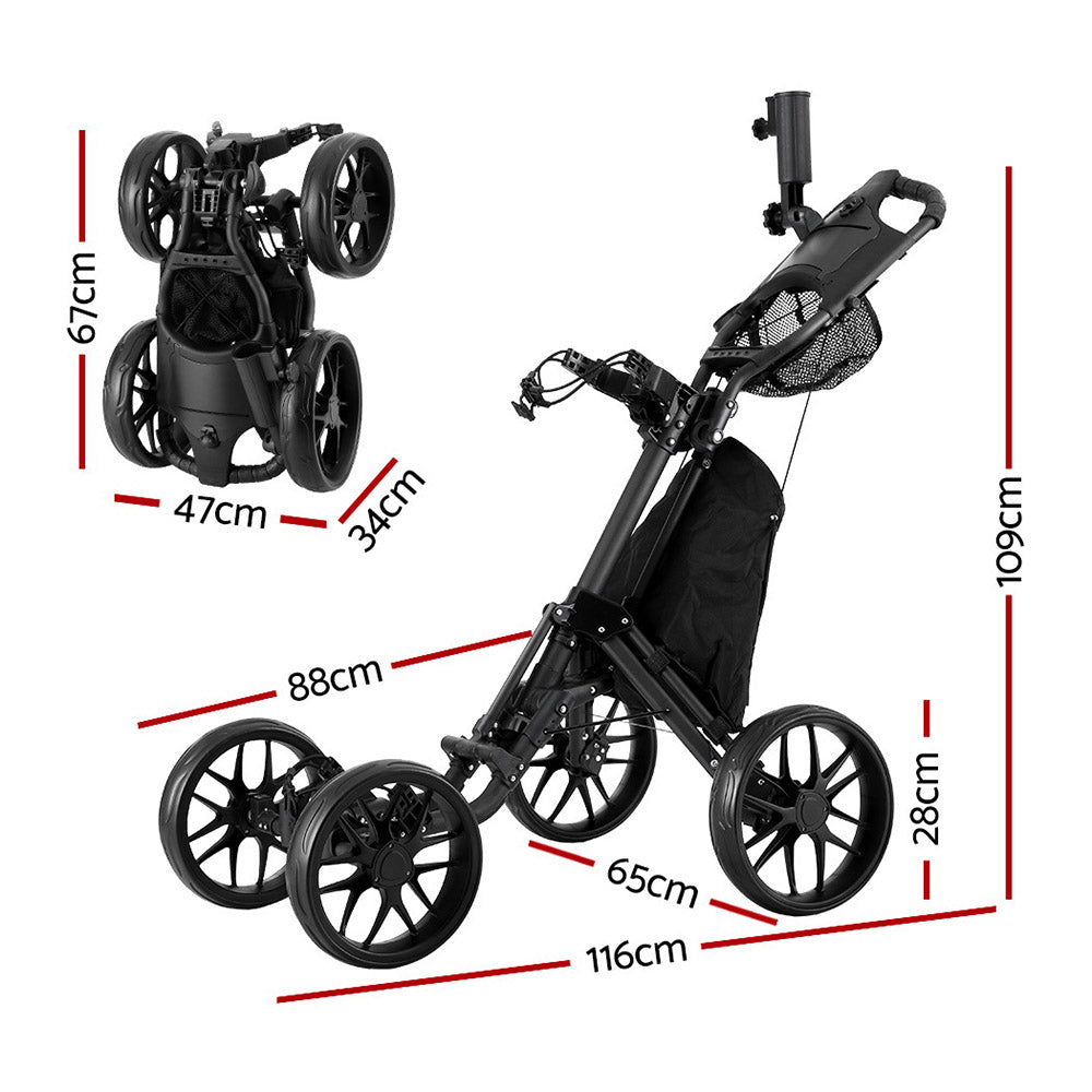 Golf Buggy Foldable Trolley with Umbrella and Bottle Holder