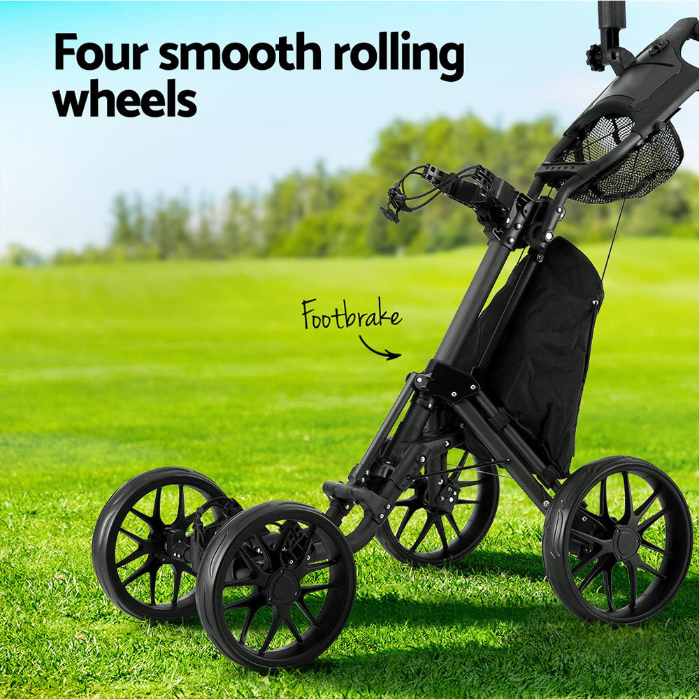 Golf Buggy Foldable Trolley with Umbrella and Bottle Holder