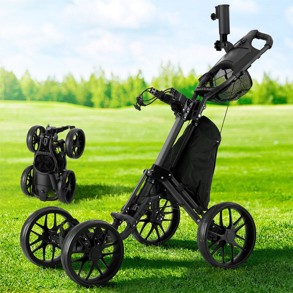 Golf Buggy Foldable Trolley with Umbrella and Bottle Holder