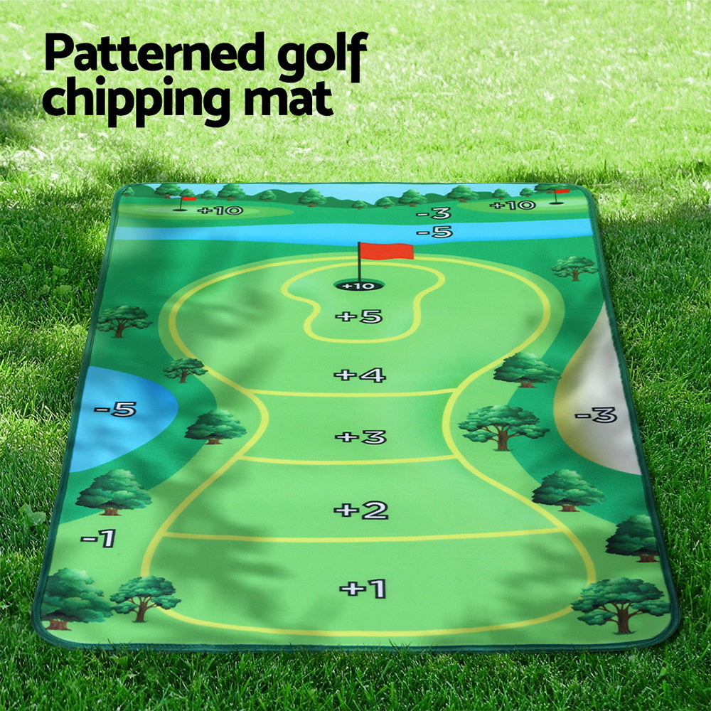 Golf Chipping Game Mat Indoor Outdoor Practice¬†Training Aid Set