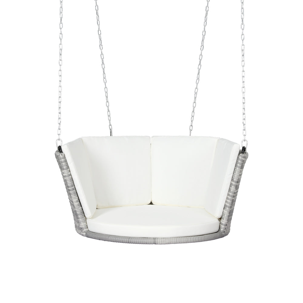 Rattan Porch Swing Chair with Chain and Cushion Outdoor Furniture - Grey