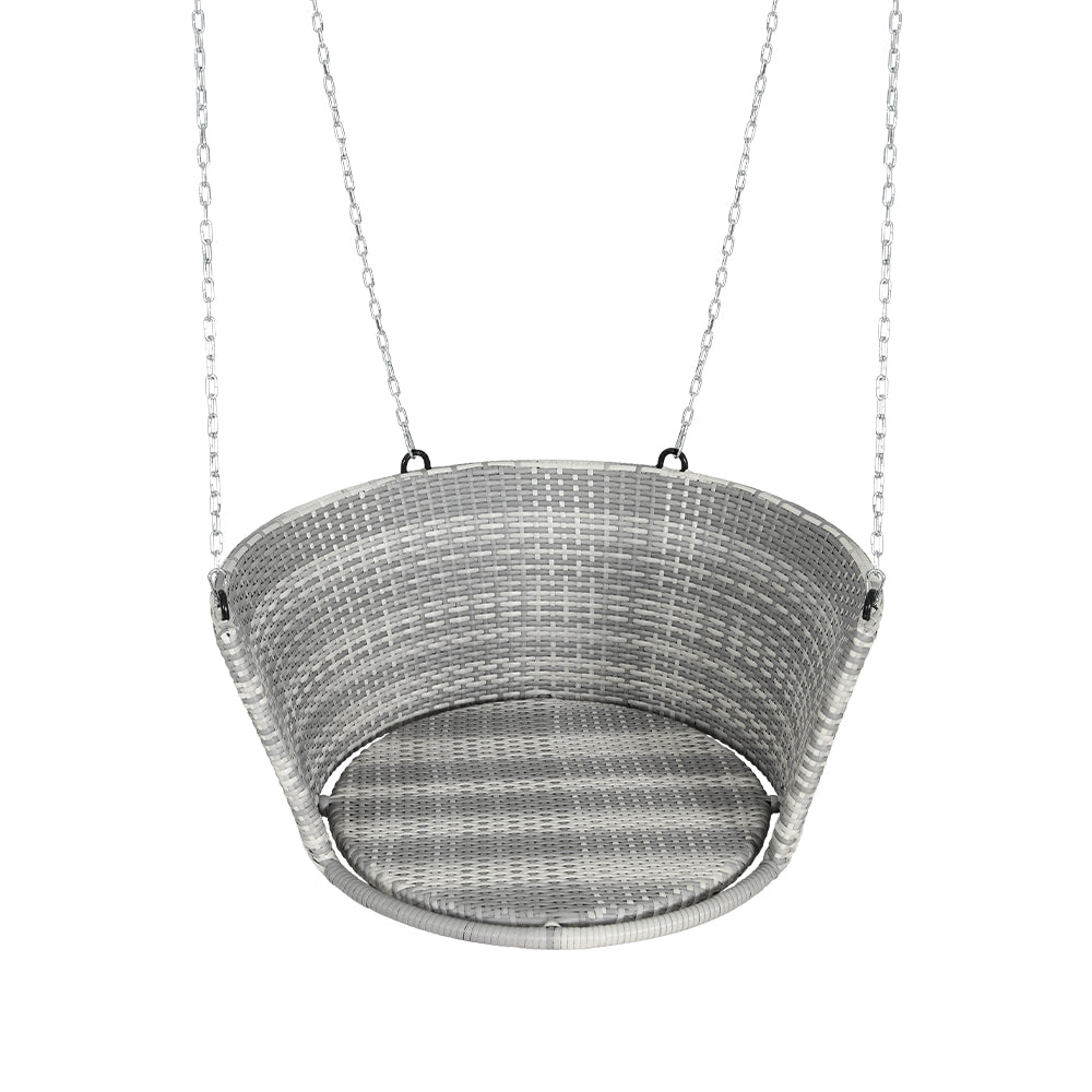 Rattan Porch Swing Chair with Chain and Cushion Outdoor Furniture - Grey
