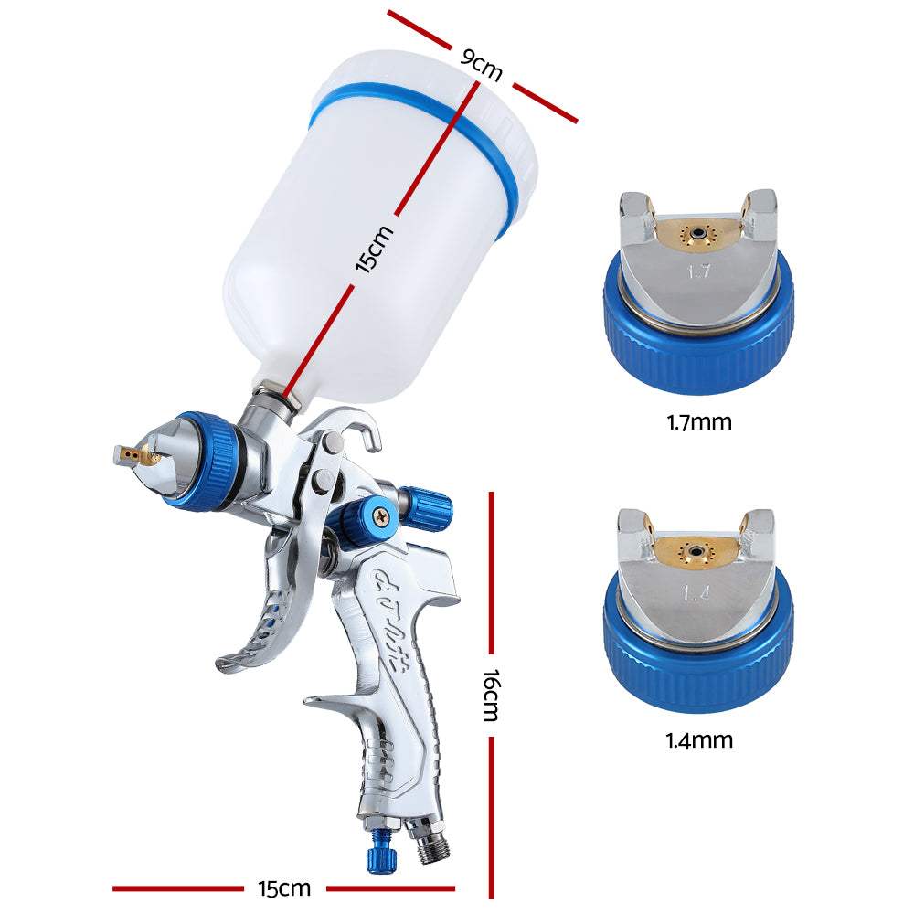 HVLP Air Spray Gun Gravity Feed with Cup & Nozzles