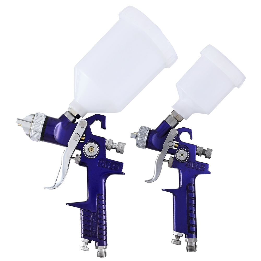 HVLP Air Spray Gun Gravity Feed with Cup & Nozzles - Set of 2