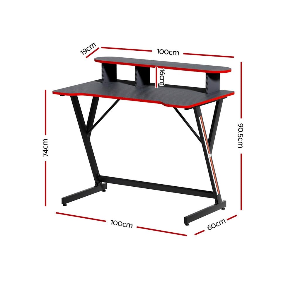 Gaming Desk Computer Desks Table 2-Tiers Storage Study Home Ofiice 100CM