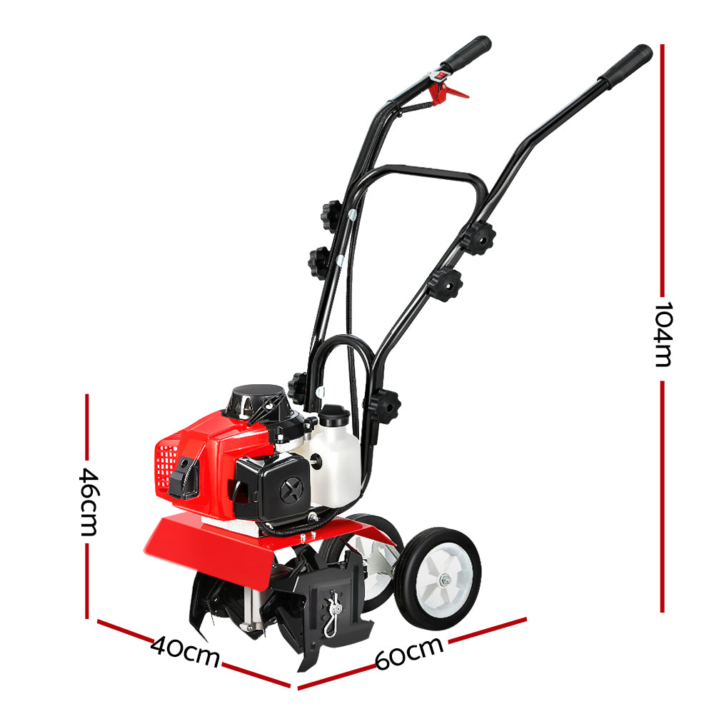 Garden Tiller 63CC Cultivator Rototiller with 4 Blades for Soil Plowing Rotary Hoe