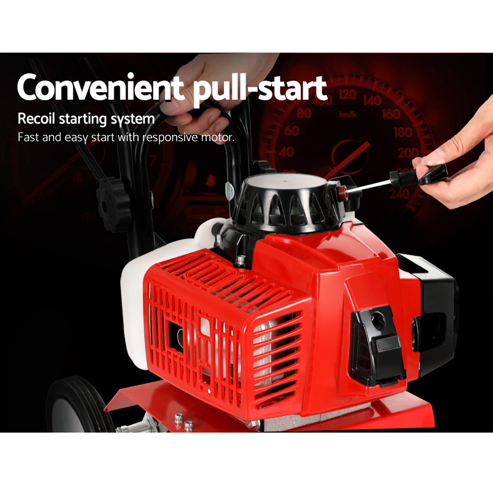 Garden Tiller 63CC Cultivator Rototiller with 4 Blades for Soil Plowing Rotary Hoe