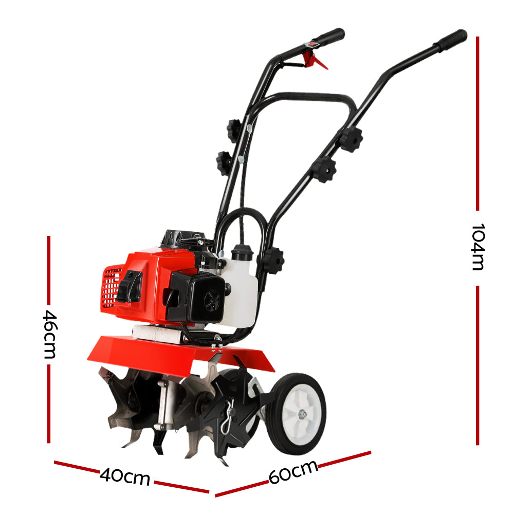 Garden Tiller 88CC Cultivator Rototiller with 4 Blades for Soil Plowing Rotary Hoe